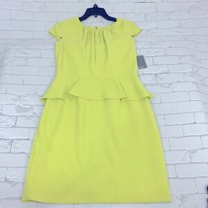 Muse Citrus Oil Ruffled cap sleeve dress Size 10 Bright yellow green New NWT